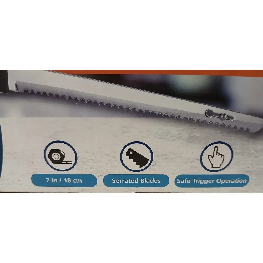 Brentwood TS-1010 Electric Carving Knife 110W White 7in Serrated SS Blades NEW
